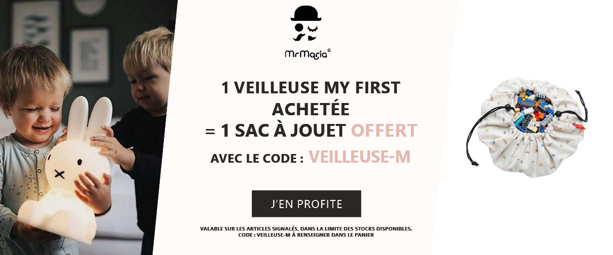 Mr Maria : 1 veilleuse my first achetée = 1 petit sac à jouet play & go offert