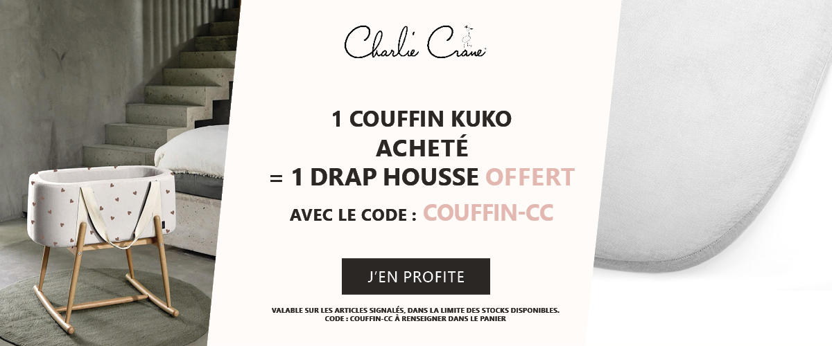 Charlie Crane : 1 couffin Kuko acheté = 1 drap housse offert