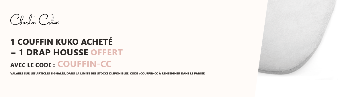 Charlie Crane : 1 couffin Kuko acheté = 1 drap housse offert