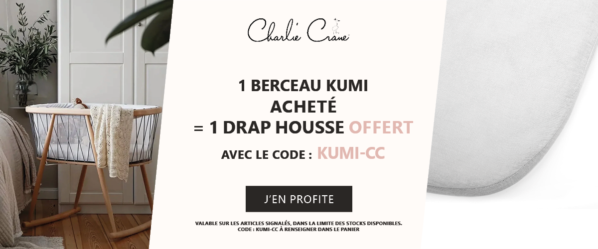 Charlie Crane : 1 berceau Kumi acheté = 1 drap housse offert