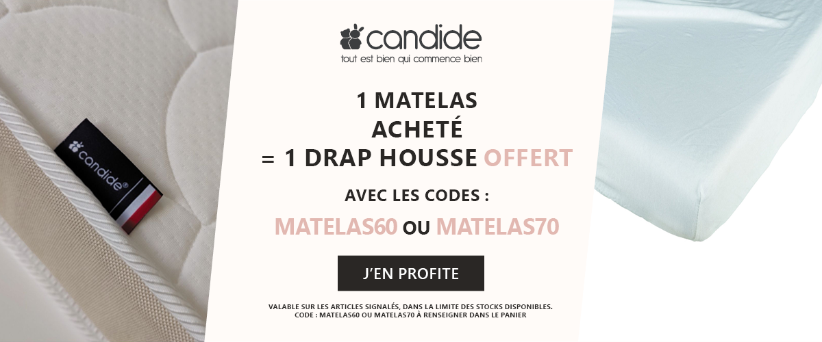 Candide : 1 matelas acheté = 1 drap housse offert