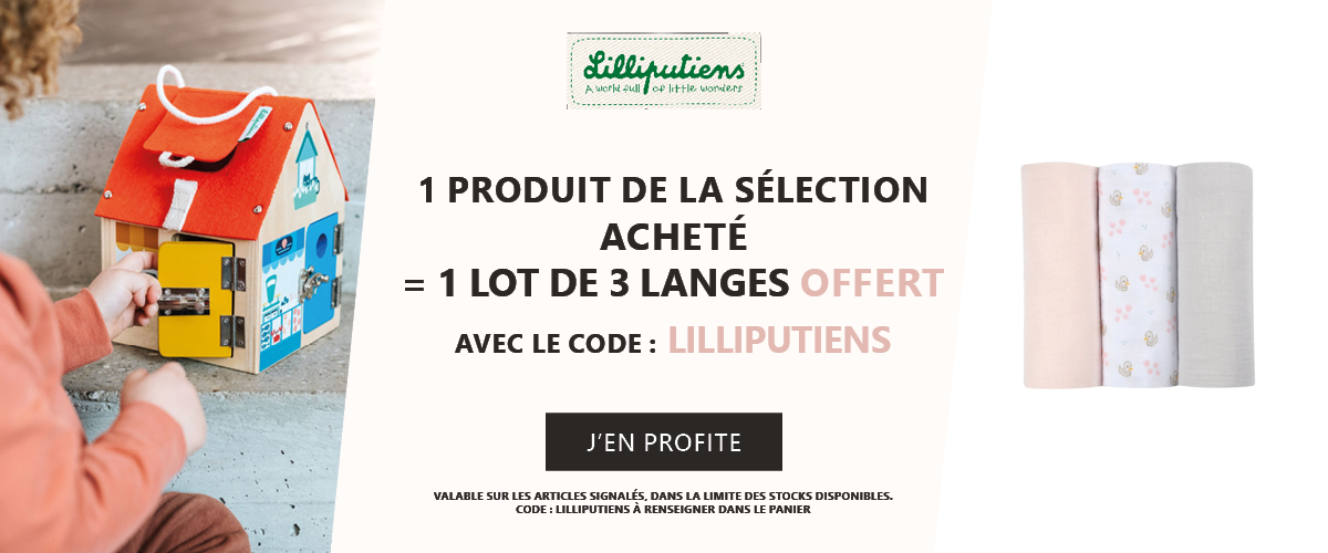 Lilliputiens : 1 produit de la sélection acheté = 1 lot de 3 langes offert