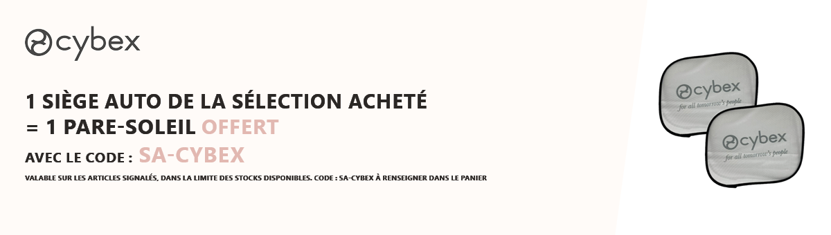 Cybex : 1 siège auto de la sélection acheté = 1 pare soleil offert