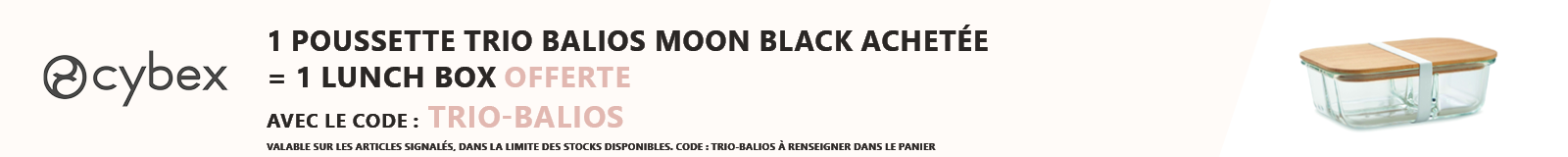 Cybex : 1 poussette trio Balios Moon Black = 1 lunch box offerte