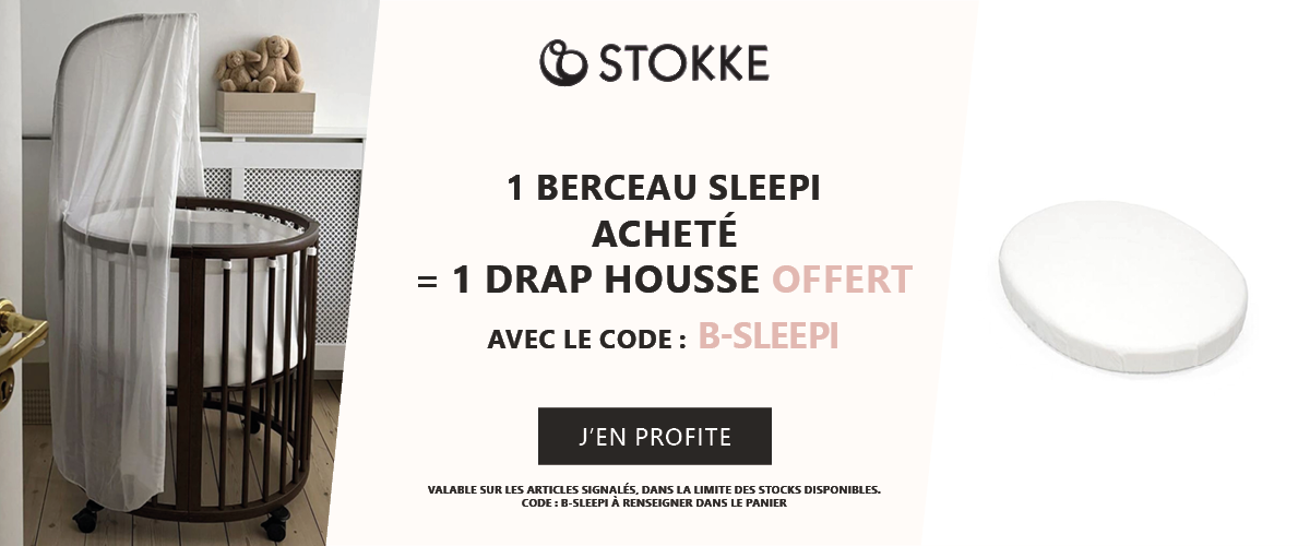 Stokke : 1 berceau Sleepi acheté = 1 drap housse offert
