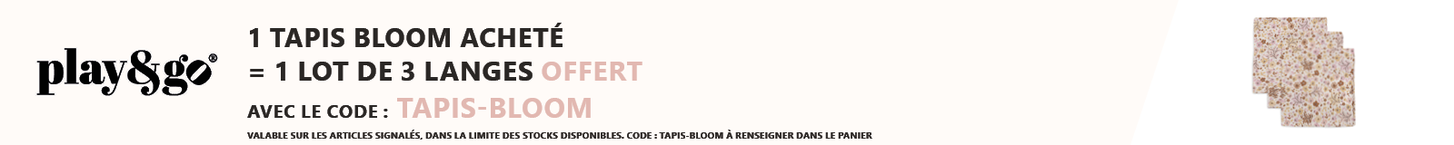Play & Go : 1 tapis Bloom acheté = 1 lot de 3 langes offert