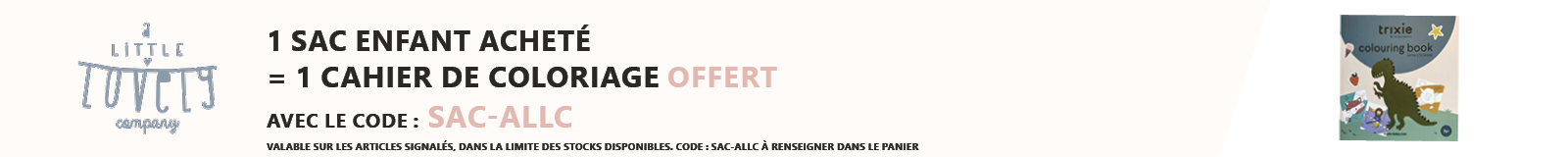 A Little Lovely Company : 1 sac enfant acheté = 1 cahier de coloriage offert