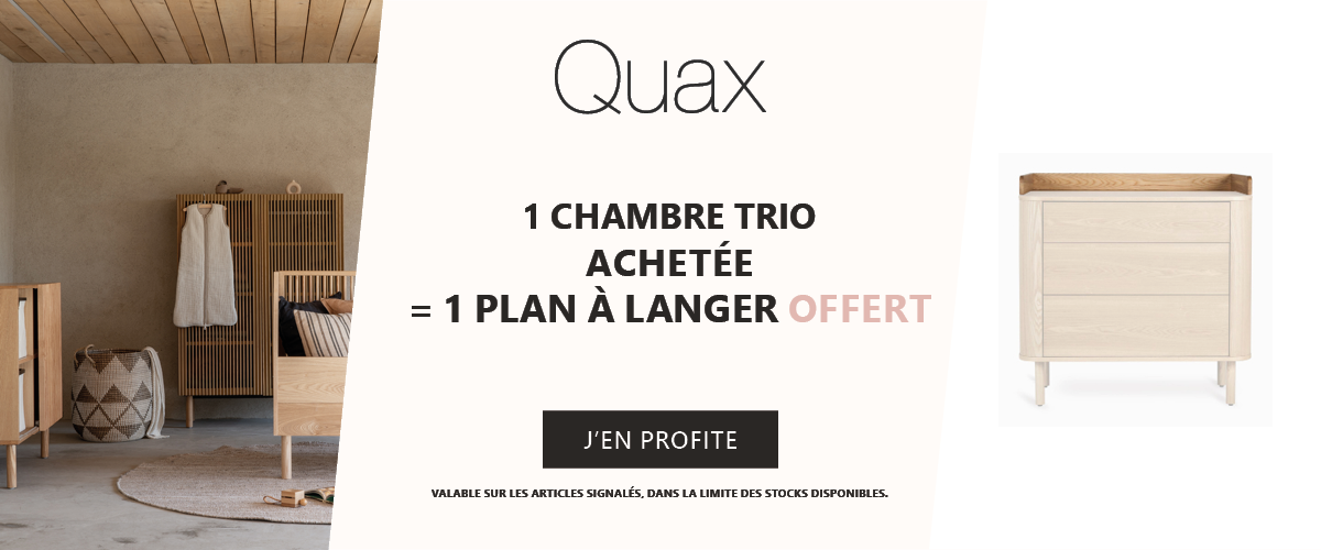 Quax : 1 chambre trio achetée = 1 plan à langer offert