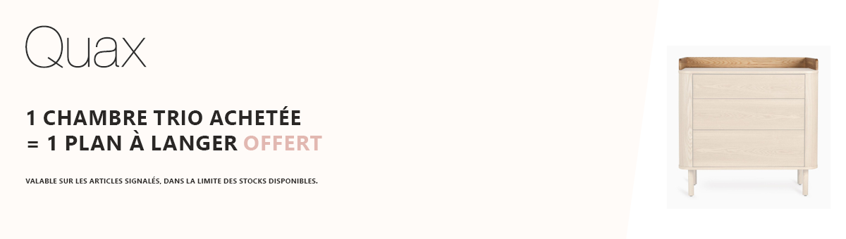 Quax : 1 chambre trio achetée = 1 plan à langer offert