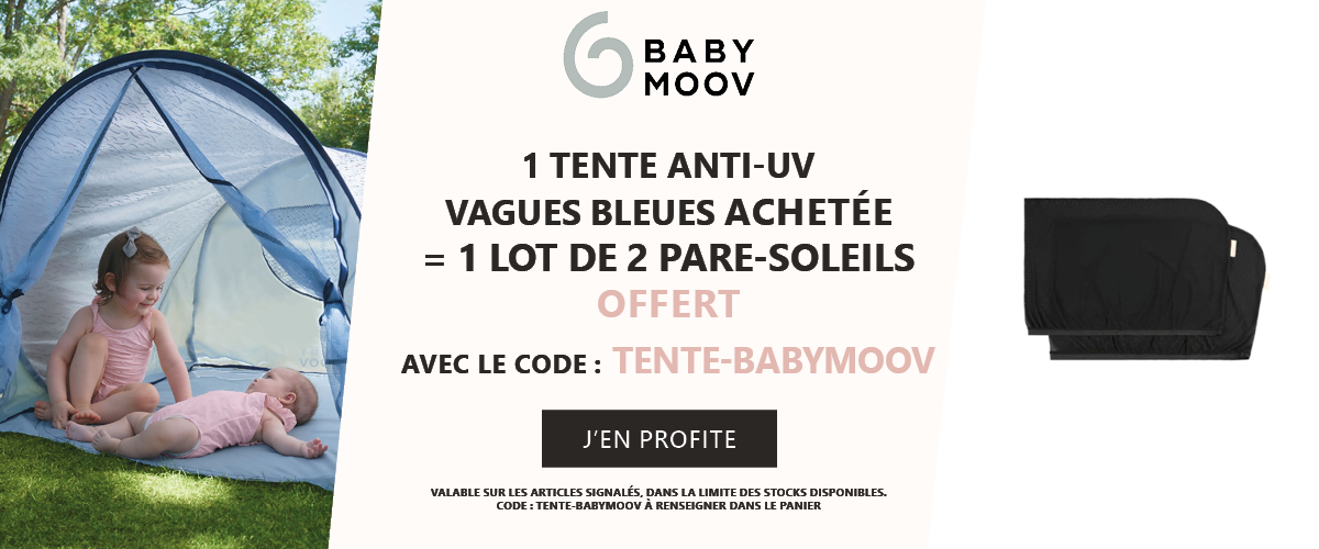 Babymoov : 1 tente anti-UV vagues bleues achetée = 1 lot de 2 pare-soleils chaussettes offert
