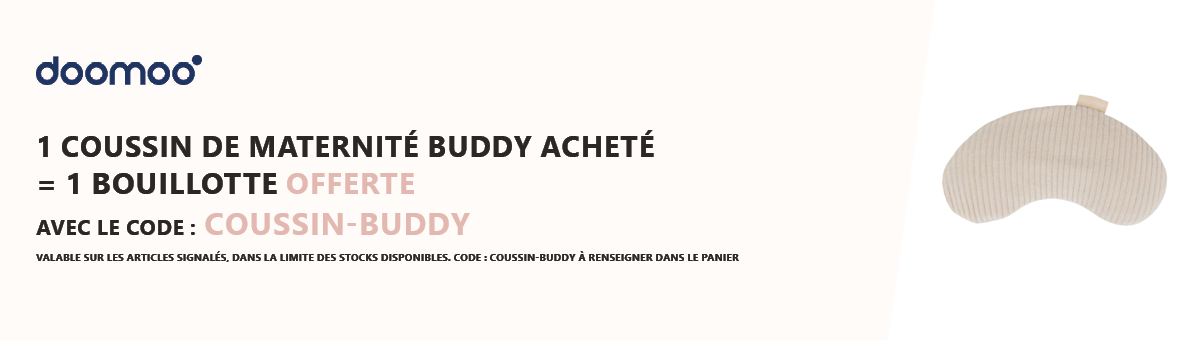 Doomoo : 1 coussin de maternité Buddy acheté = 1 bouillotte snoogy offerte