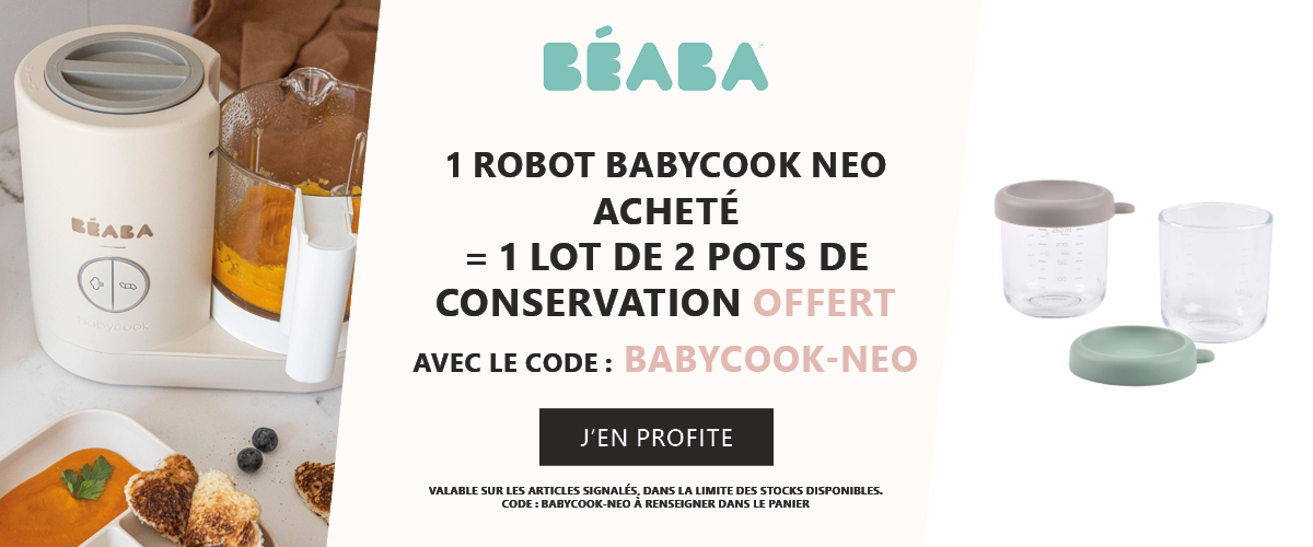 Beaba :1 robot Babycook Neo acheté = 1 lot de 2 portions verre 250 ml offert