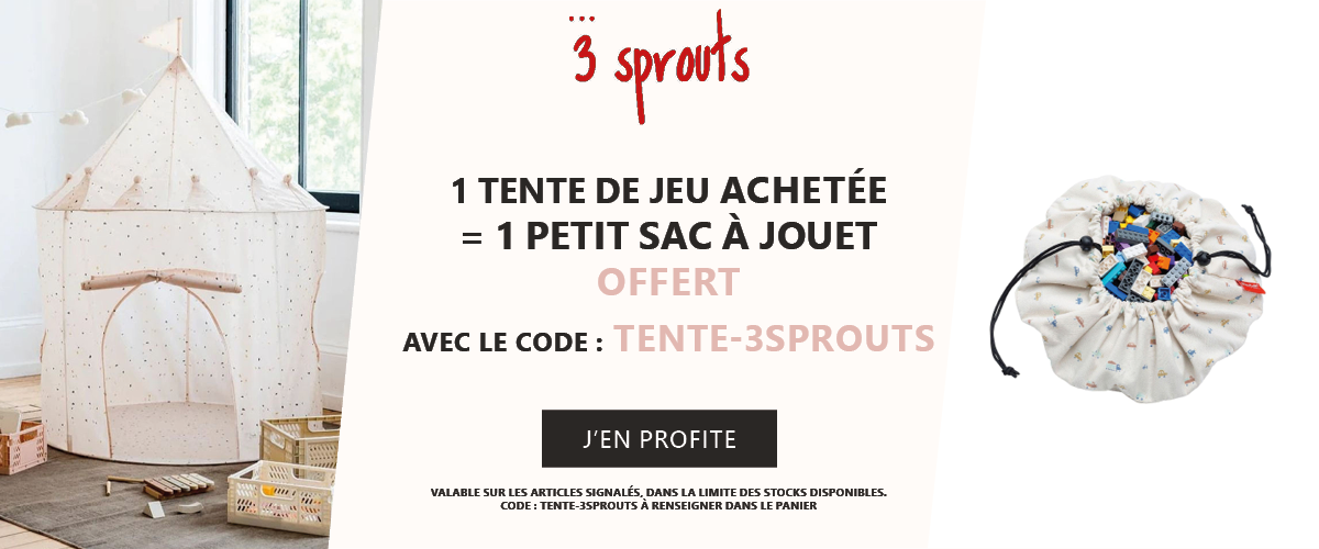 3 Sprouts : 1 tente de jeu achetée = 1 petit sac à jouet offert