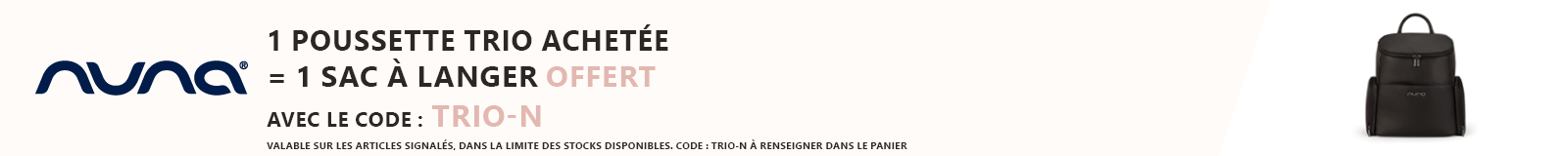 Nuna : 1 poussette trio achetée = 1 sac à langer offert
