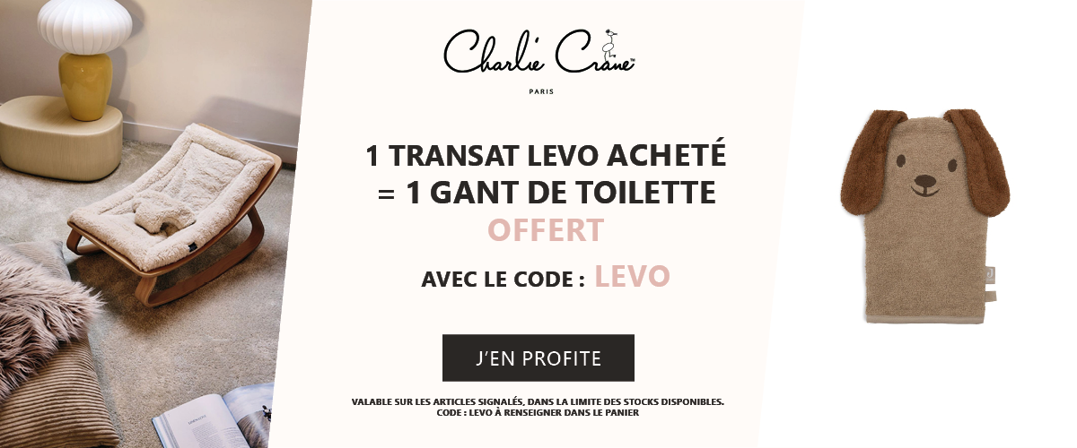 Charlie Crane : 1 transat Levo acheté = 1 gant de toilette bébé offert