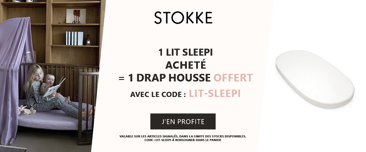 Stokke : 1 lit Sleepi acheté = 1 drap housse offert