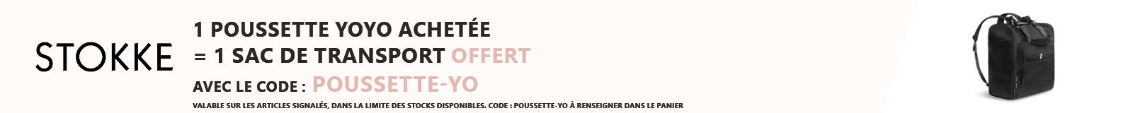 Stokke : 1 poussette YOYO achetée = 1 sac de transport offert
