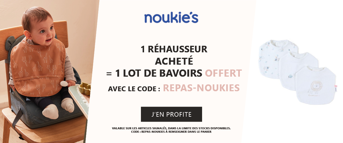 Noukie's : 1 réhausseur acheté = 1 lot bavoirs offert