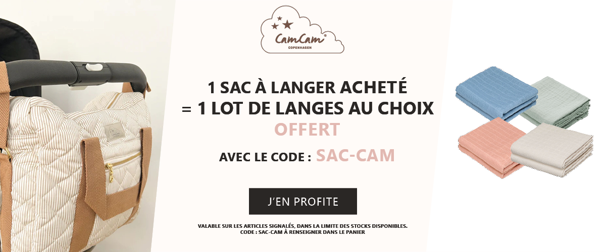 Cam Cam Copenhagen : 1 sac a langer acheté = 1 lot de langes au choix offert