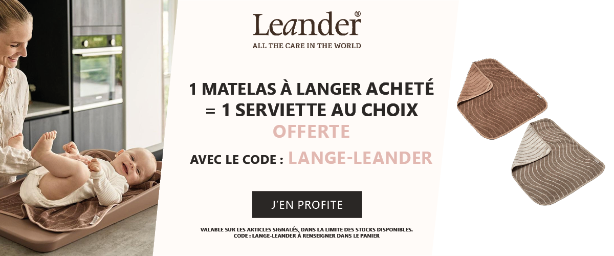 Leander : 1 matelas à langer acheté = 1 serviette au choix offerte