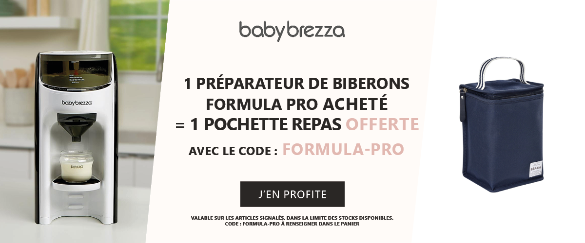 Babybrezza : 1 préparateur de biberons Formula Pro acheté = 1 pochette repas offerte