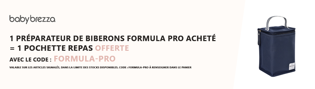 Babybrezza : 1 préparateur de biberons Formula Pro acheté = 1 pochette repas offerte