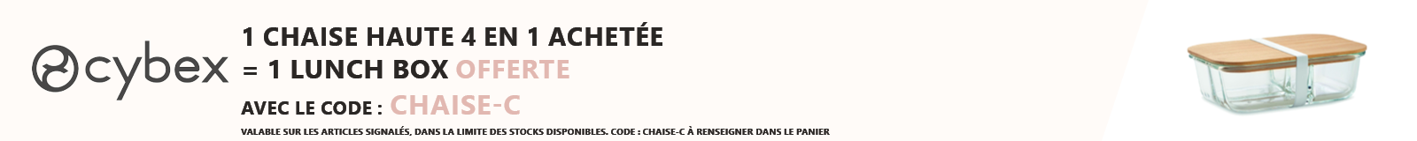 Cybex : 1 chaise haute 4 en 1 achetée = 1 lunch box offerte