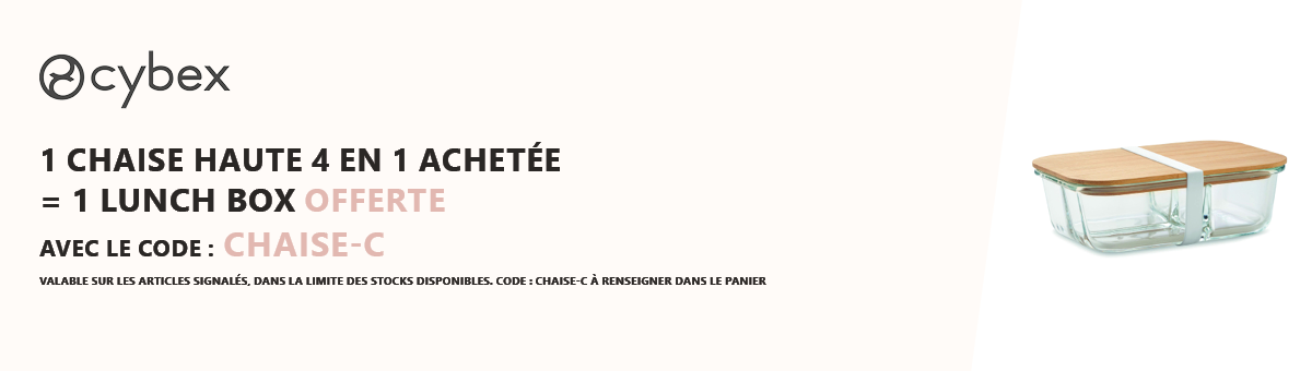 Cybex : 1 chaise haute 4 en 1 achetée = 1 lunch box offerte
