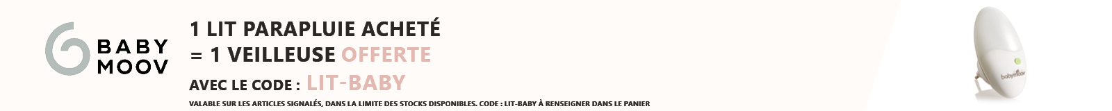 Babymoov : 1 lit parapluie acheté = 1 veilleuse murale offerte