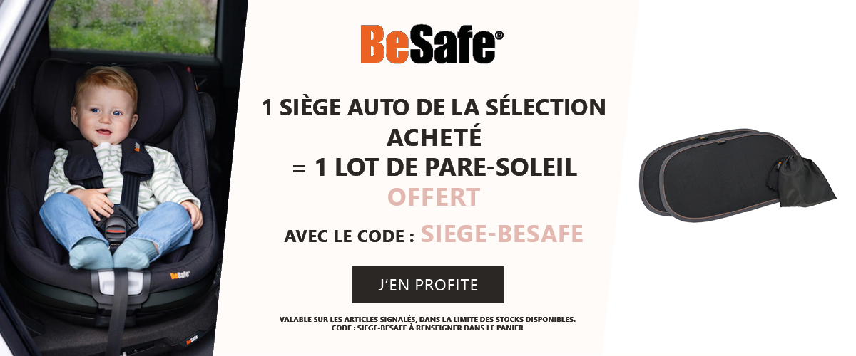 BeSafe : 1 siège auto de la sélection acheté = 1 lot de pare soleil offert