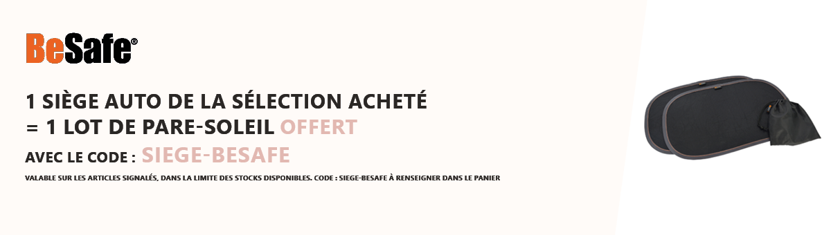 BeSafe : 1 siège auto de la sélection acheté = 1 lot de pare soleil offert