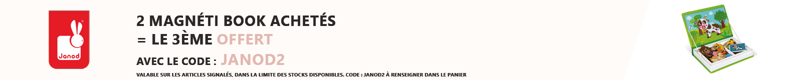 Janod : 2 magnéti book achetés = le 3ème offert