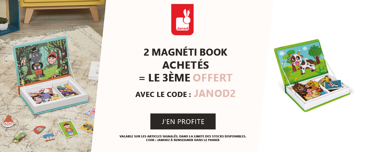 Janod : 2 magnéti book achetés = le 3ème offert