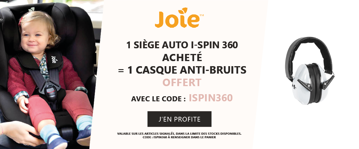 Joie : 1 siège auto i-Spin 360 acheté = 1 casque anti bruit offert