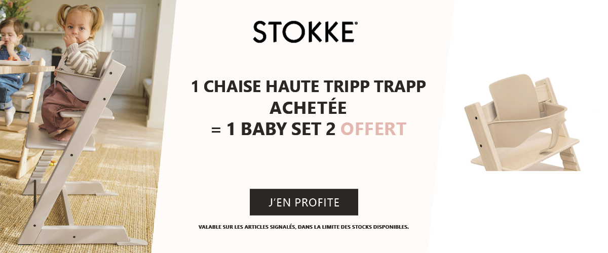 Stokke : 1 chaise Tripp Trapp achetée = 1 baby set offert