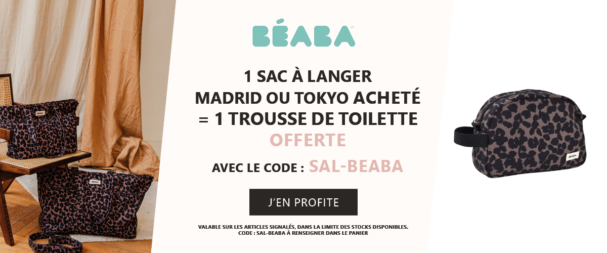 Beaba : 1 sac à langer Madrid ou Tokyo acheté = 1 trousse de toilette offerte