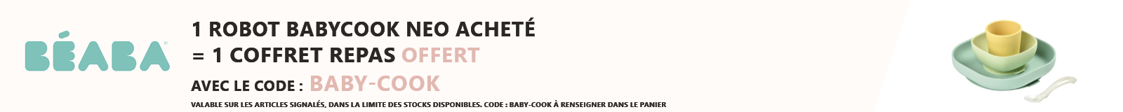 Beaba : 1 robot Babycook Neo acheté = 1 coffret repas silicone 4 pièces offert