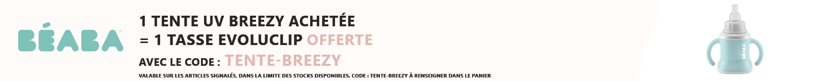 Beaba : 1 tente UV Breezy achetée = 1 tasse Evoluclip offerte