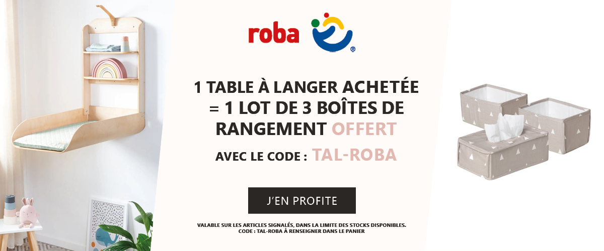Roba : 1 table à langer achetée = 1 lot de 3 boîtes de rangement offert