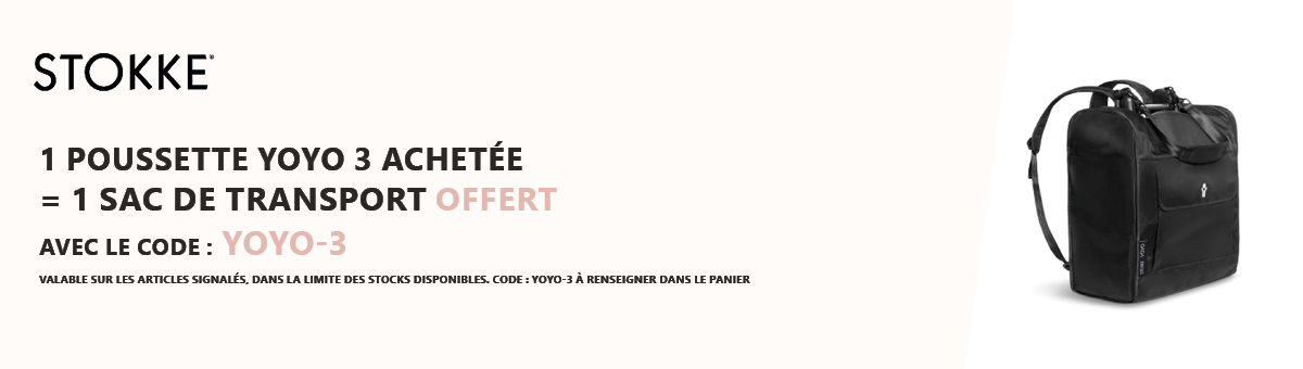 Stokke : 1 poussette Yoyo 3 achetée = 1 sac de transport Yoyo offert