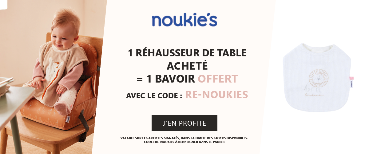 Noukie's : 1 réhausseur acheté = 1 bavoir offert