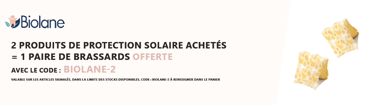 Biolane : 2 produits protection solaire achetées = 1 paire de brassard piscine offerte