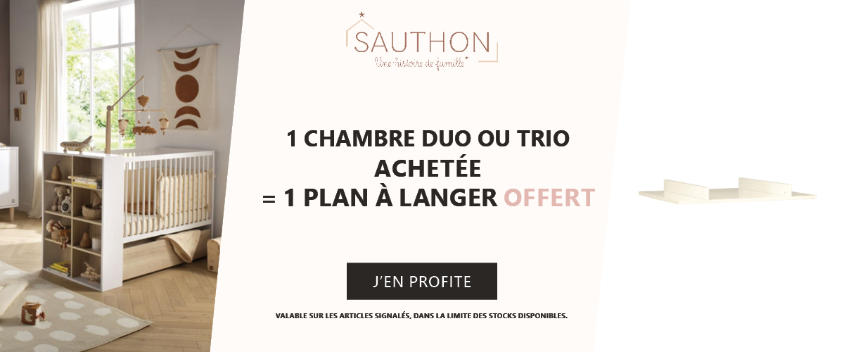 Sauthon : 1 chambre duo ou trio = 1 plan à langer offert