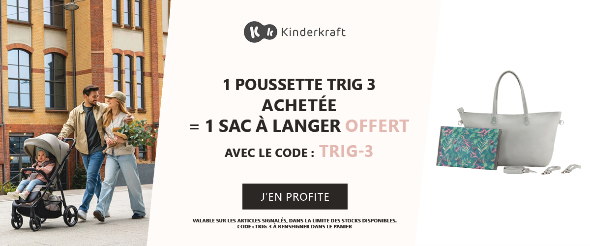 Kinderkraft : 1 poussette Trig 3 achetée = 1 sac a langer offert