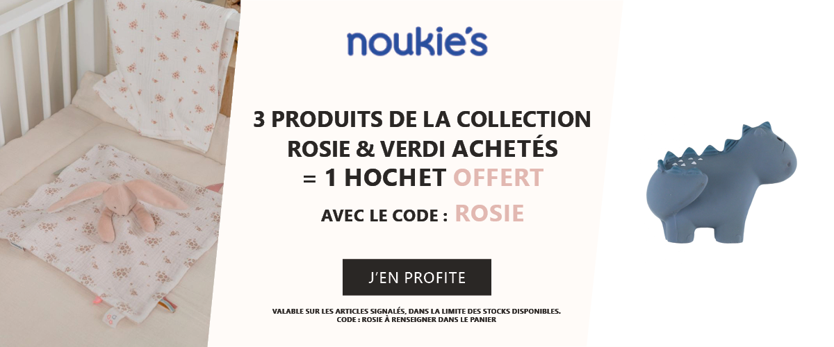Noukie's : 3 produits de la collection Rosie & Verdi achetés = 1 hochet offert