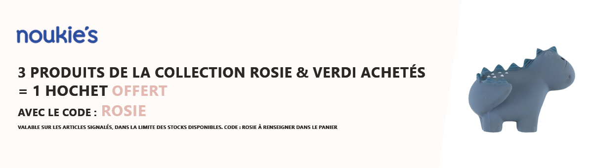 Noukie's : 3 produits de la collection Rosie & Verdi achetés = 1 hochet offert