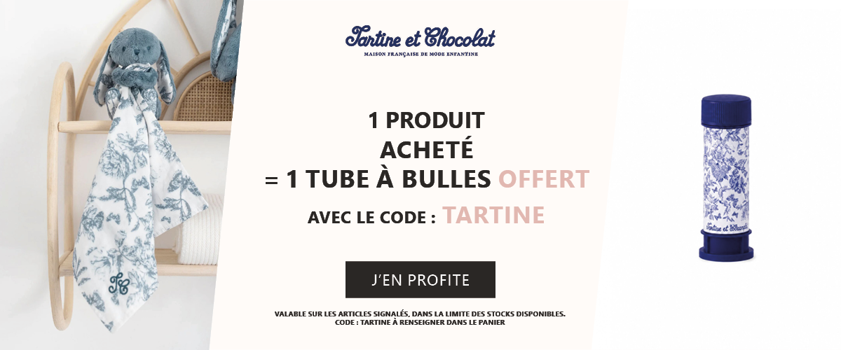 Tartine et chocolat : 1 produit acheté = 1 tube à bulles offert