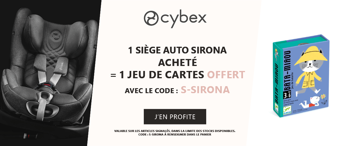 Cybex : 1 siège auto Sirona acheté = 1 jeu de cartes offert