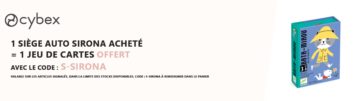 Cybex : 1 siège auto Sirona acheté = 1 jeu de cartes offert