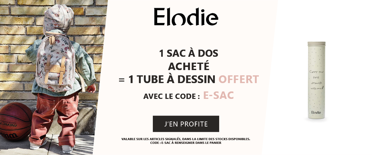 Elodie : 1 sac à dos acheté = 1 tube à dessin offert